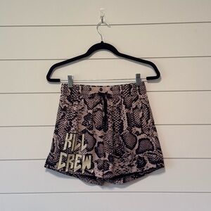 Kill Crew Muay Thai Snake Print Shorts Mid Thigh Cut - Black and Cream - Size M